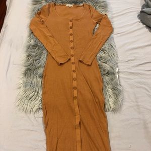 Mustard button down dress